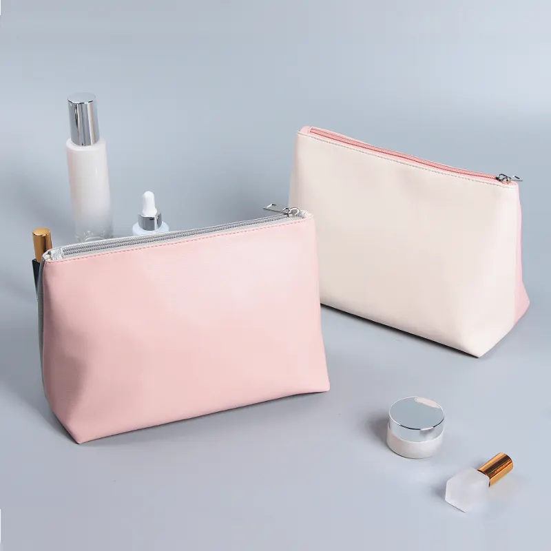 Tas Kosmetik PU Langsung dari Pabrik dengan Ritsleting Hadiah Promosi Kustom Tas Perlengkapan Mandi Perjalanan untuk Wanita Tas Makeup Perca