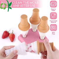 OKSILCIONE 4 trous Mini été crème glacée cône Popsicle Silicone moule bricolage Silicone bonbons argile chocolat gâteau sucre moule pour fête