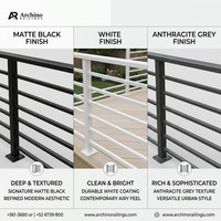 Rampe horizontale en alliage d'aluminium durable et antirouille, revêtement poudré RAL personnalisé pour escalier et balcon, garantie 5 ans
