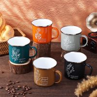 Tasses de camping en émail 12oz vert et blanc, mugs à café robustes en métal émaillé pour l'extérieur, personnalisables avec logo et couleur