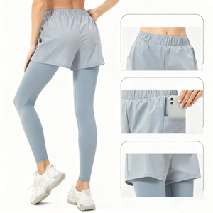 2 合 1 瑜伽打底裤短裤和长裤女式运动服长裤适合健身房健身 - Product Image 2