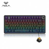 Teclado para Juegos AULA F75 HE Tri-Modo con Interruptor Magnético de Efecto Hall, Diseño 75%, 8KHz RGB, Hot Swap, USB-C, con Perilla Metálica