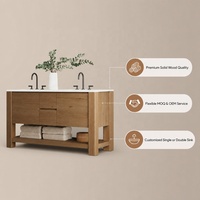 Meuble-lavabo double vasque en bois massif personnalisé pour hôtel