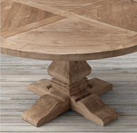 Table à manger vintage en chêne, pieds tournés, style rustique, rectangulaire, bois vieilli