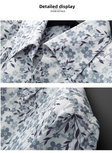 Camisa de manga larga con cuello en V personalizada para hombre, estampada, moderna, informal, a la moda, sin arrugas, con cuello alto, estampado de flores pequeñas - Product Image 5