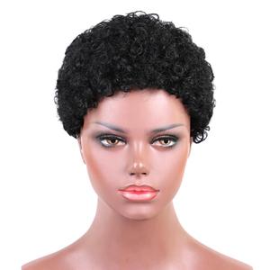 Free Shipping MScove Short <strong>Afro</strong> <strong>Wig</strong> Indian Kinky Curly Virgin Hair 100% Human Hair Machine Made <strong>Wig</strong> for Black Women From Factory - Product Image 1