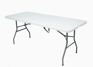 Table pliante rectangulaire en plastique portable avec structure métallique 240x75x74 cm pour événements intérieurs et extérieurs, banquets et fêtes - Product Image 3