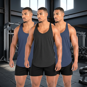 Men Casual Seamless Knitted Marathon <b>Singlet</b> Lightweight <b>Running</b> Tank Top Breathable Solid Polyester Gym Sport Vest - Product Image 3