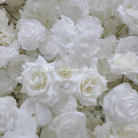 Nouvelle tendance Mur de fleurs artificielles Rose blanche Souffle de bébé Fond de mariage Blanc 8 pieds X 8 pieds Mur de fleurs Toile de fond Enroulable