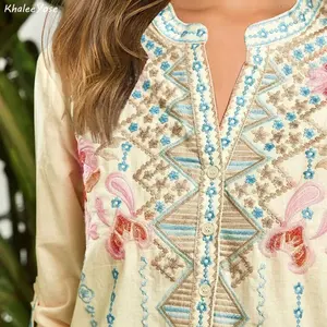 Blusas Mexicanas con Bordado Floral, Camisa de Manga Larga para Otoño - Product Image 1