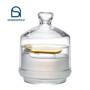 أطباق مبتكرة بغطاء على شكل قبة مشروب شفاف لعرض زبدة الكعك الجزيئية التي تقدم تدخين زجاج كوكتيل بغطاء - Product Image 1