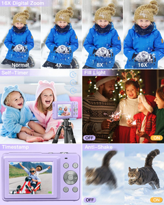 กล้องดิจิตอล Sonid Retro Mini 4K คุณภาพสูง หน้าจอ 2.4 นิ้ว ความจุ 32GB ป้องกันภาพสั่นไหว บันทึกวิดีโอความละเอียด 1080P เซ็นเซอร์ CMOS 5MP ขนาด 2.4 นิ้ว - Product Image 5