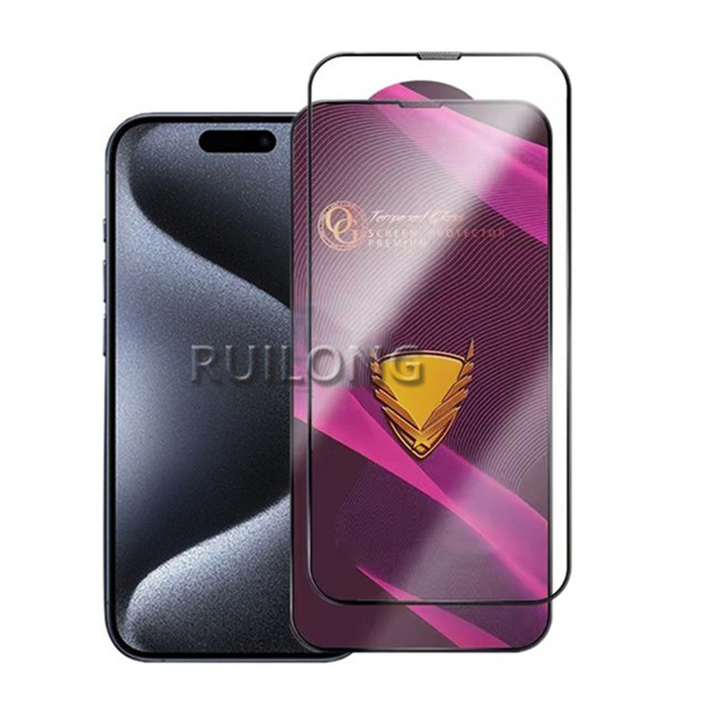 3D Golden Armor Tempered Glass for iPhone 15 Pro Max 14 Plus 13 12 11 XR XS 7 8 Big Curved Protective Screen Protector Film