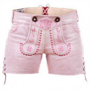 Classic <b>Women</b>’s Genuine Cowhide Leather German Oktoberfest Dunkelbraun Traditional <b>Lederhosen</b> Pant - Product Image 1