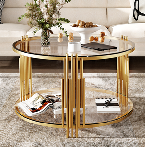 Modern Steel Coffee <b>Table</b> in 31.5" Asymmetrical Metal Circular Metal Drum Base Decorative Home Furniture - Product Image 6