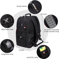 Sac à dos de voyage pour ordinateur portable 50L avec logo personnalisé, serrure à combinaison, sac à dos pour étudiants, sac de travail approuvé par les compagnies aériennes