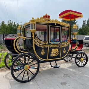 Charrette de chevaux électrique pour visites touristiques, calèche royale de mariage, chariot de chevaux noir pour mariage à vendre - Product Image 5