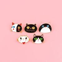 Pin Logam Grosir Motif Kartun Kucing Lucu, Bros Pin Hewan, Aksesoris Kreatif Unik Klasik untuk Pakaian & Tas