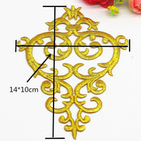 Yk017 gros fer sur broderie fleur doré Guipure dentelle passementerie Applique Patch pour robe de soirée de mariage de mariée indienne