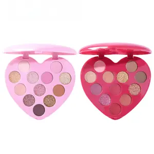 Valentine's Day Hot Selling Heart Shape Matte Shimmer 12 Colors Eyeshadow Palette Highly Pigmented