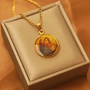 DAIHE Custom Religious Virgin Mary Necklace Chain Catholic Lady Of Guadalupe Figure Pendants Necklaces For Women Men Jewelry
