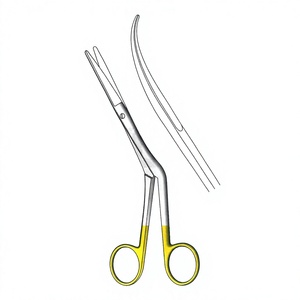 Ciseaux chirurgicaux Heymann 20 cm / 8 pouces courbés à droite TC Gold, instrument de coupe de précision en acier inoxydable de qualité supérieure - Product Image 1