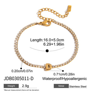Style Classique Cadena De Acero Inoxidable Y Oro Blanco De 18 Quilates Con Pulsera Tipo Tenis Con Letras Y Cristales Incrustados - Product Image 6