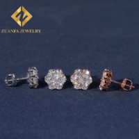Anting Desain Bunga Matahari 9mm Perak Sterling 925 VVS Moissanite Anting Stud Hip Hop Perhiasan untuk Pria Wanita Hadiah