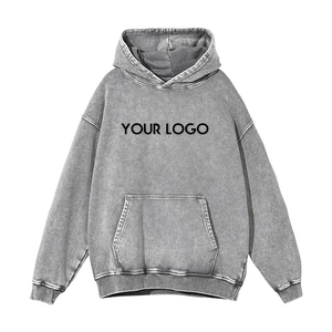 เสื้อฮู้ดดี้โอเวอร์ไซส์ทรงหลวมสไตล์เรโทร ผ้าถักแบบวอช ย้อมสีด้วยแว็กซ์  ผ้าฝ้ายหนา 420 กรัม กันลม เป็นมิตรต่อสิ่งแวดล้อม สำหรับผู้ชาย - Product Image 6