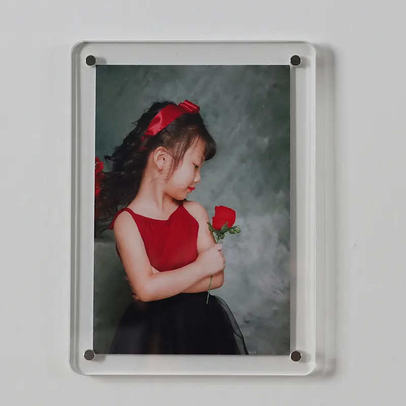 Supplier Wholesale Blank Acrylic Transparent Fridge Magnet Customised Photo Frame With Magnet