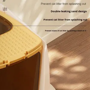 Caja de arena para gatos de entrada superior completamente cerrada extra grande, antisalpicaduras, antiolor, cajón de inodoro de plástico para gatitos y gatos - Product Image 4