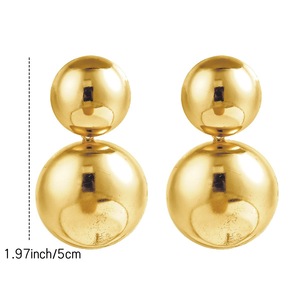 Pendientes Redondos Grandes de Metal con Acabado Dorado Estilo Europeo - Accesorios Únicos <span class=keywords><strong>y</strong></span> Modernos N2503 - Product Image 2