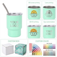 Gobelet isotherme portable en acier inoxydable 304 de 3 oz avec logo personnalisé, pour expresso, café, spiritueux et liqueurs, avec paille et couvercle