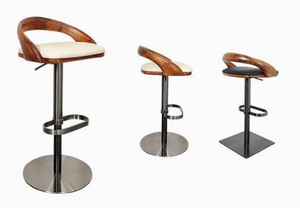 Chaise de bar moderne UPRS UP-040 en bois Wujin avec accoudoirs fixes, base en acier réglable, design contemporain pour bar à domicile et usage commercial - Product Image 4