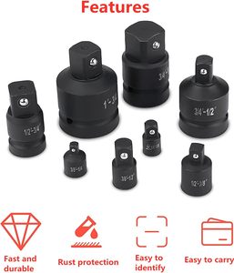 Set Adaptor Soket Impact 8 Buah, Kit Pengurang Penggerak Baja Cr-Mo untuk Kunci Impact, Kunci Soket, Alat Perbaikan 1/4" 3/8" 1/2" 3/4" 1" - Product Image 5