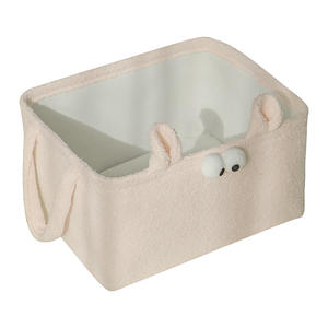 Panier de rangement en laine d'agneau épaisse, grande capacité, rectangulaire, fait à la main, organisateur de jouets pour vêtements, collations, multifonctionnel - Product Image 5