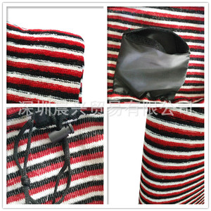 Housse de protection pour planche de surf UPSURF 5'8" à bout pointu, rayures noires, blanches et rouges - Product Image 4