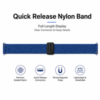 Bracelet tressé à libération rapide pour Samsung Galaxy Watch Active 3 4 5 6 7 Gear 2 S3 40 42 44 45 46 47mm, bracelet sport en nylon magnétique