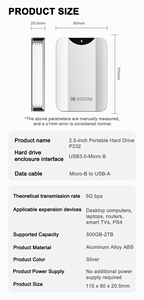 Kodak New for P232 PHDD <b>1TB</b> 2TB External <b>USB</b> 3.0 Compact Drive for Desktop Use PHDD - Product Image 6