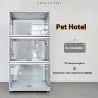 Cage pour chat en bois à fermeture à bouton Villa pour chat et armoire d'élevage pour animalerie Affichage Salle de naissance Maison pour chat et armoire en verre