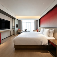 Ensemble de meubles modernes pour chambre d'hôtel et appartement : lit double, canapé, table basse, fauteuil, modulaire en contreplaqué, couleurs personnalisables