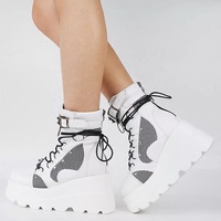 Luxe Sexy grande taille à lacets dames Martin chaussures plate-forme gothique talons hauts femmes bottines