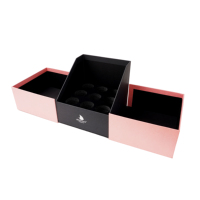 Boîte de rangement rigide multi-tiroirs en gros, personnalisable avec logo, rose et noire, en carton avec insert en mousse pour emballage cadeau cosmétique