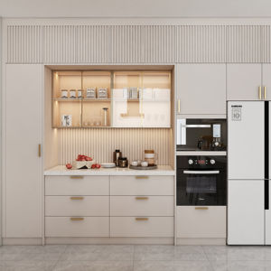 Gabinetes de Cocina Modulares Modernos Hechos en China con Personalización Gratuita, Encimera de Cuarzo con Fregadero, Juego de Mesa de Isla de Cocina - Product Image 1