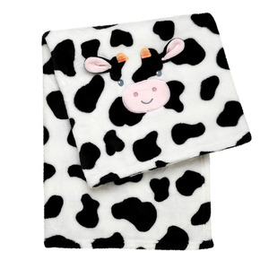 7542 Adorable cochecito de bebé de dibujos animados vaca estampados franela polar manta ducha <span class=keywords><strong>regalos</strong></span> <span class=keywords><strong>para</strong></span> recién nacido piel amigable bebé vaca Manta - Product Image 2