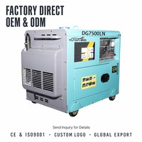 Groupe électrogène diesel portable silencieux DG7500LN 6000W, démarrage par clé, monophasé 50/60Hz, alimentation de secours ATS