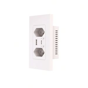 <span class=keywords><strong>Tuya</strong></span> Brazil Plug 10A Double prise intelligente WiFi avec télécommande de charge USB Type-C Alexa Voice Control pour le Brésil - Product Image 3