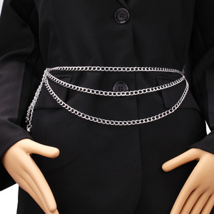 โซ่คาดเอวหลายชั้นทรงเรขาคณิต สีทอง แฟชั่นสำหรับสวมใส่ทุกวัน ทำจากโลหะผสมสังกะสี - Product Image 2