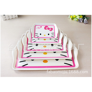 ถาดเสิร์ฟพลาสติกทรงสี่เหลี่ยมลายการ์ตูนเฮลโลคิตตี้ สีชมพู สำหรับใช้ในครัวเรือน - Product Image 1