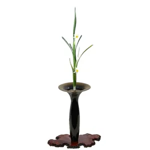 Ikenobo Ikebana grand Vase florar Art Cylindre grand sol Vase Pour La Décoration De La Maison cuivre Vase kenzan Arrangement De Fleurs